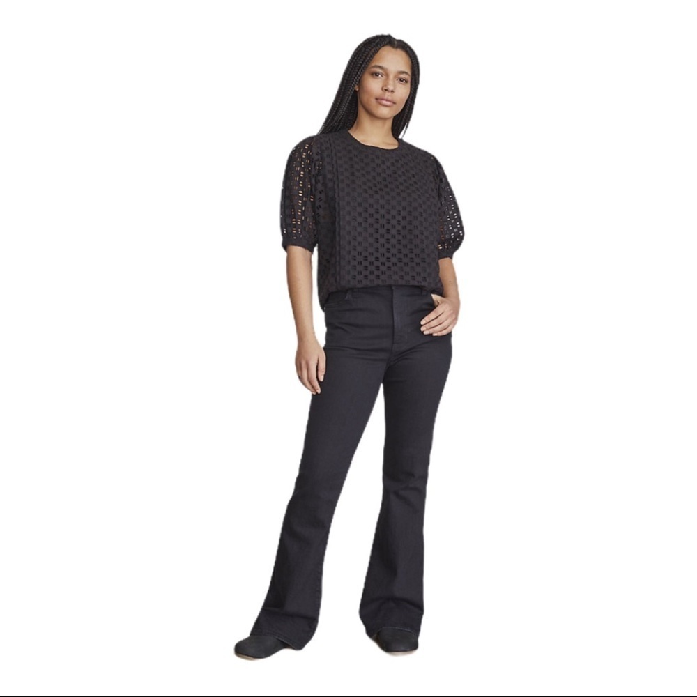 New! Elizabeth and James High Rise Wide Leg Flare Cotton Black Jeans
